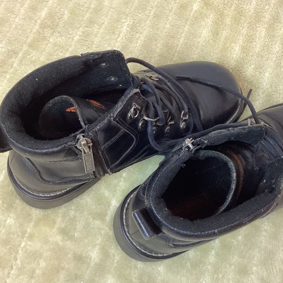 HARLEY DAVIDSON BLACKK LEATHER MOTORCYCLE BIKE BOOTS - Picture 12 of 16